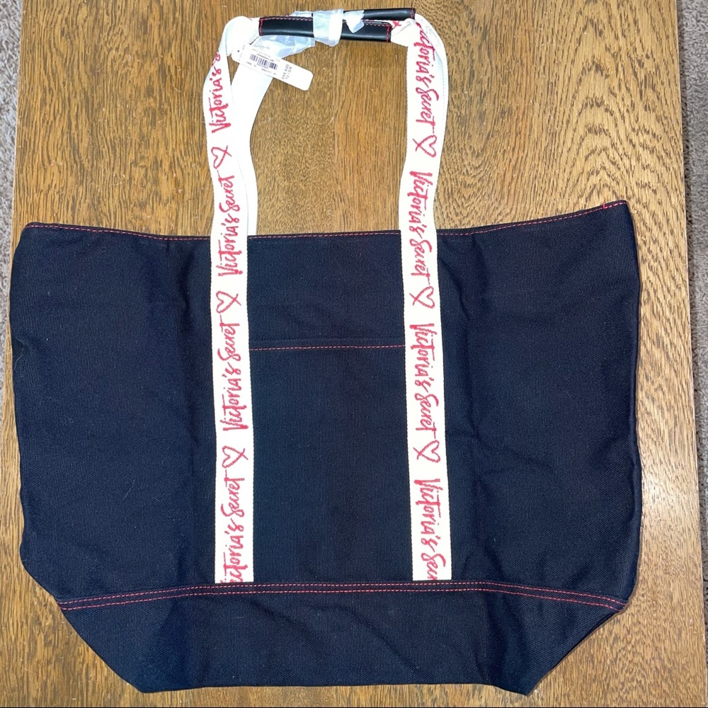 Victoria's Secret Black Canvas Tote Zipper Bag